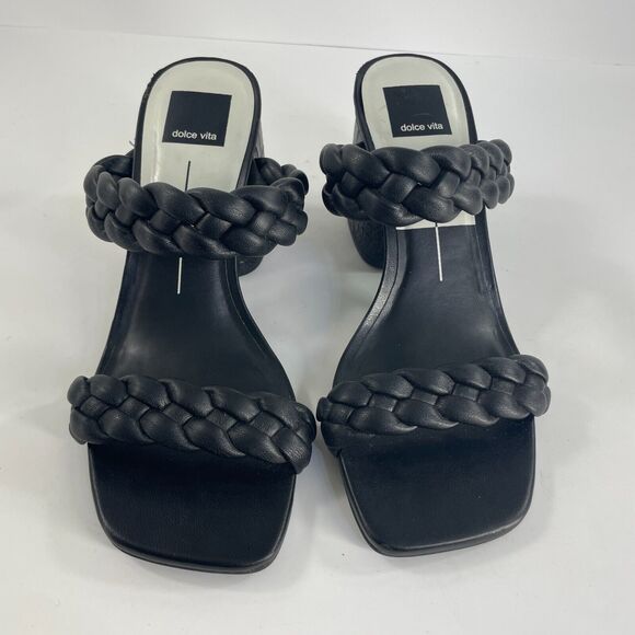 Dolce Vita Heels Womens Chunky Shoe Braided Slip on Slides Sz 7.5 - Picture 6 of 12